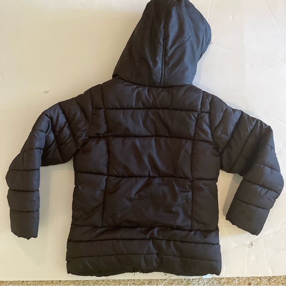 Girls Black Fleece-lined Puffer Jacket with Hood - Picture 3 of 6